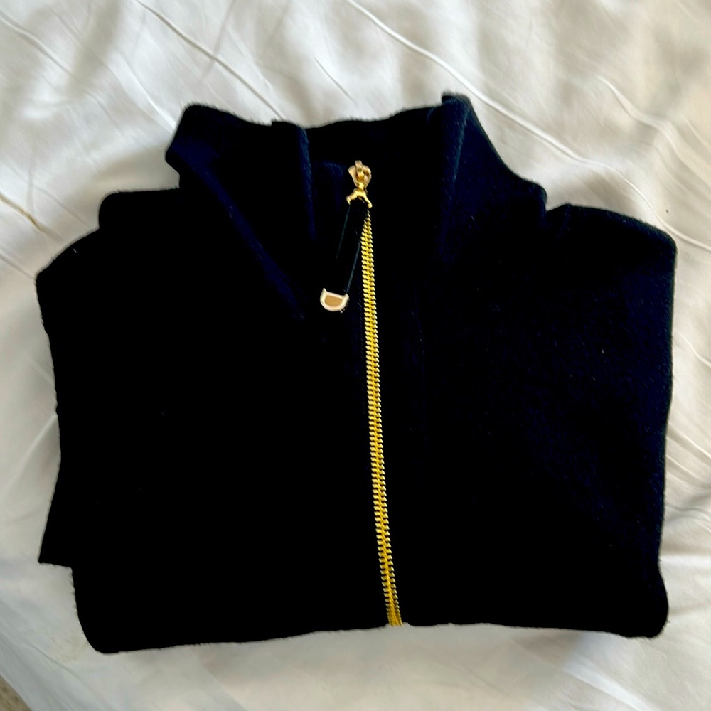 Soft surroundings, rich black, zipper front cardigan PS